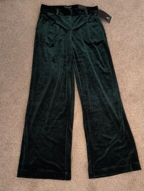 NWT Jules & Leopold Lucious Deep Emerald Velvet Wide-Leg Pants.  Pleaded  S/P